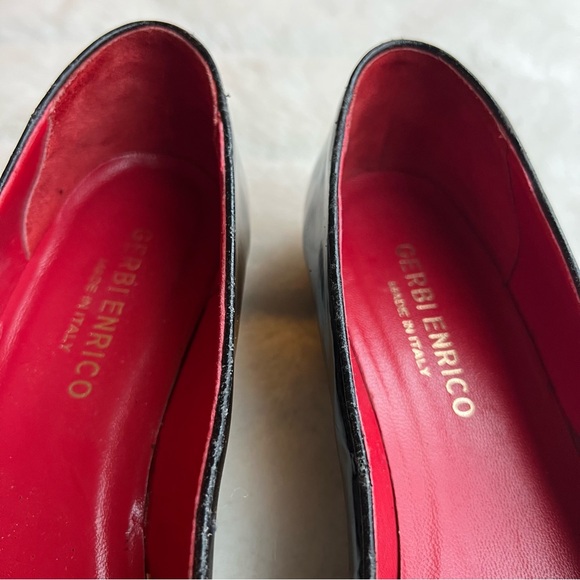 Enrico Gerbi Italian patent leather pointed toe flats Sz 9 BLACK w/bow - Picture 11 of 14